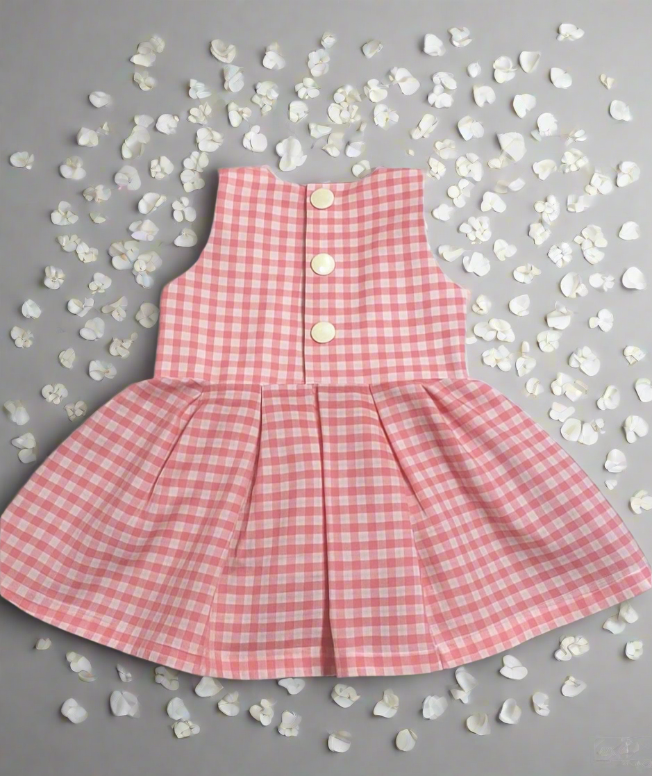 Gingham Box-pleated sleeveless Dress
