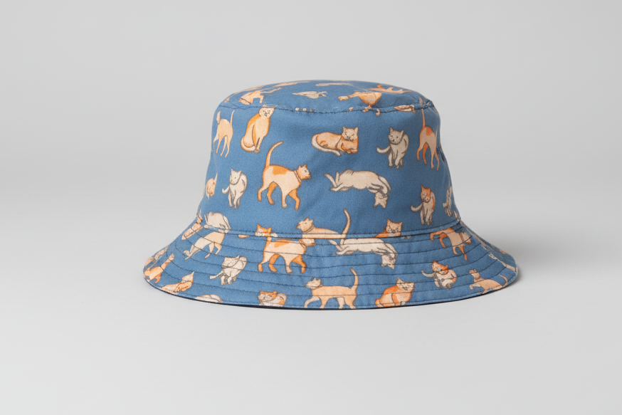 Summer Reversible Bucket Hat - Cats