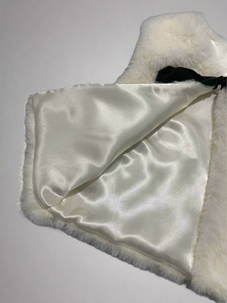 Girls Faux Fur Vest with Ribbon Tie