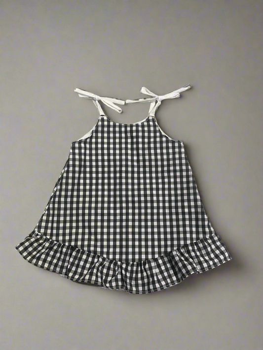 *LIMITED EDITION* Black and White Gingham Tie-up Dress (ready to ship 3-5 working days)